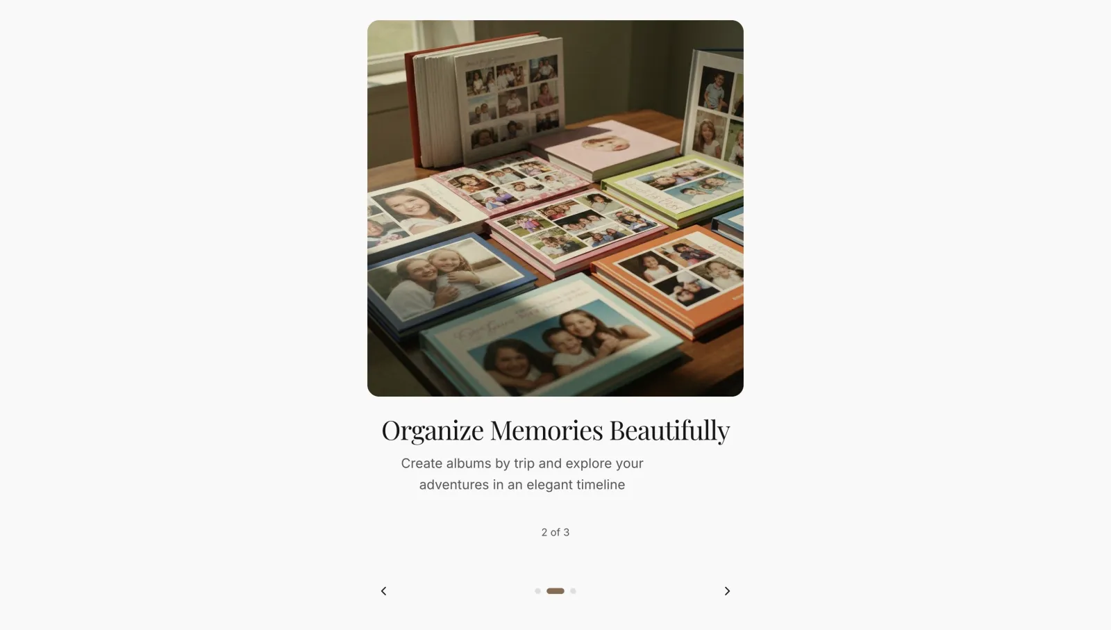 Onboarding screen: Organize memories beautifully